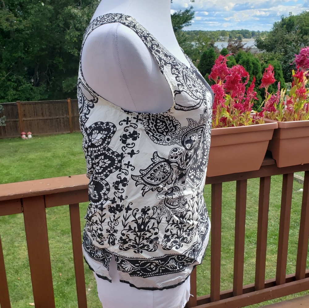 ++ SILK Pasley Black and White Cami Tank Blouse THE LTD Sz S - Picture 7 of 13